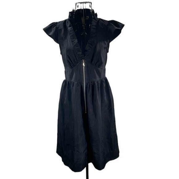 Johnny Martin | Black Ruffled Zipper Dress - Picture 1 of 7